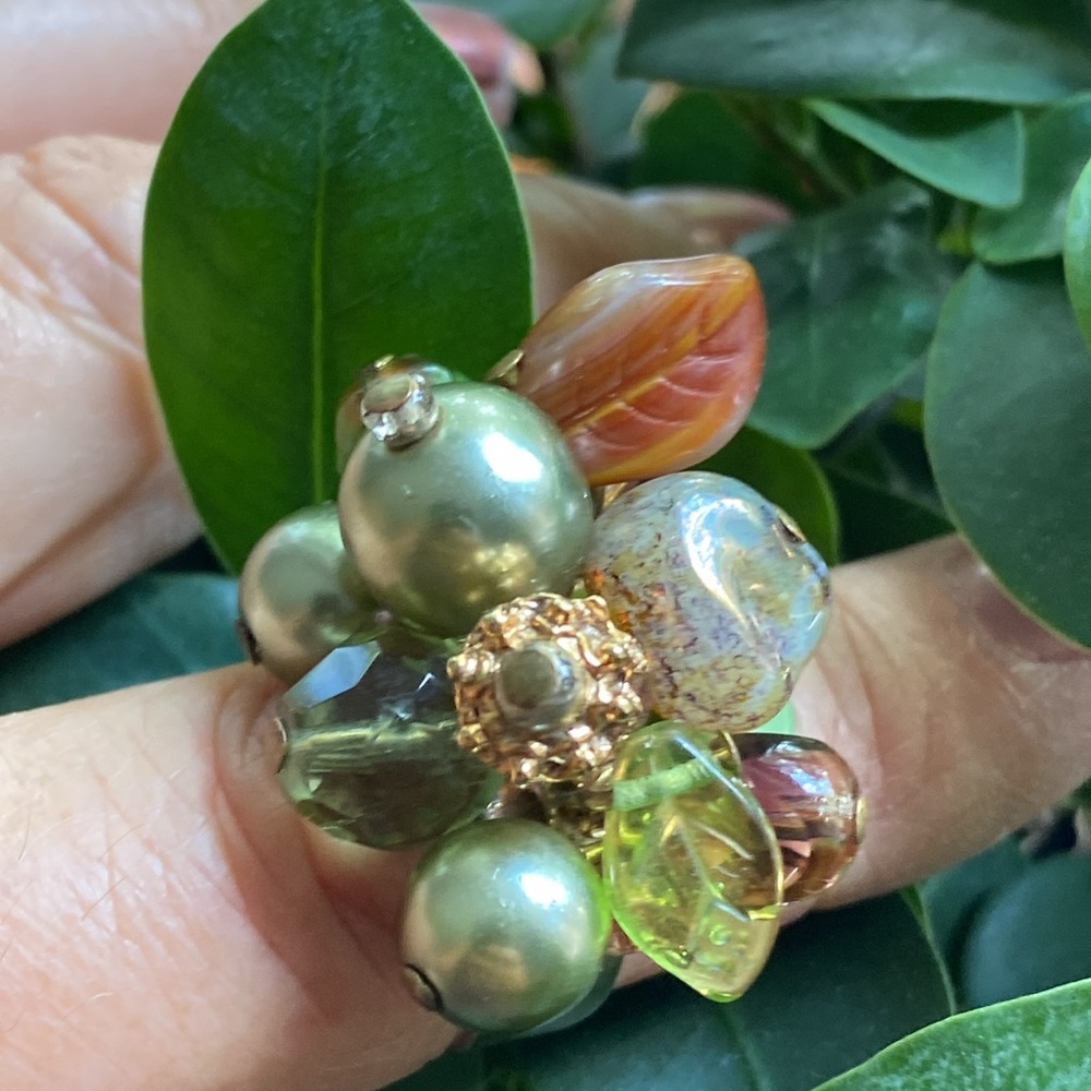 Elegant Multicolor Cluster Ring-Adjustable